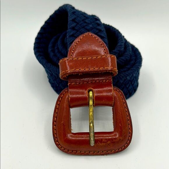 Men's Navy and Brown Woven Belt - Picture 1 of 4